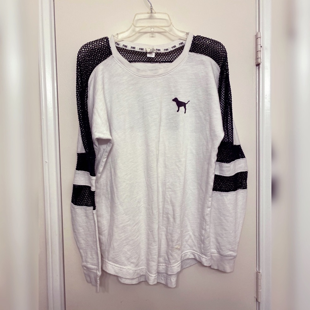 White Mesh PINK long sleeve